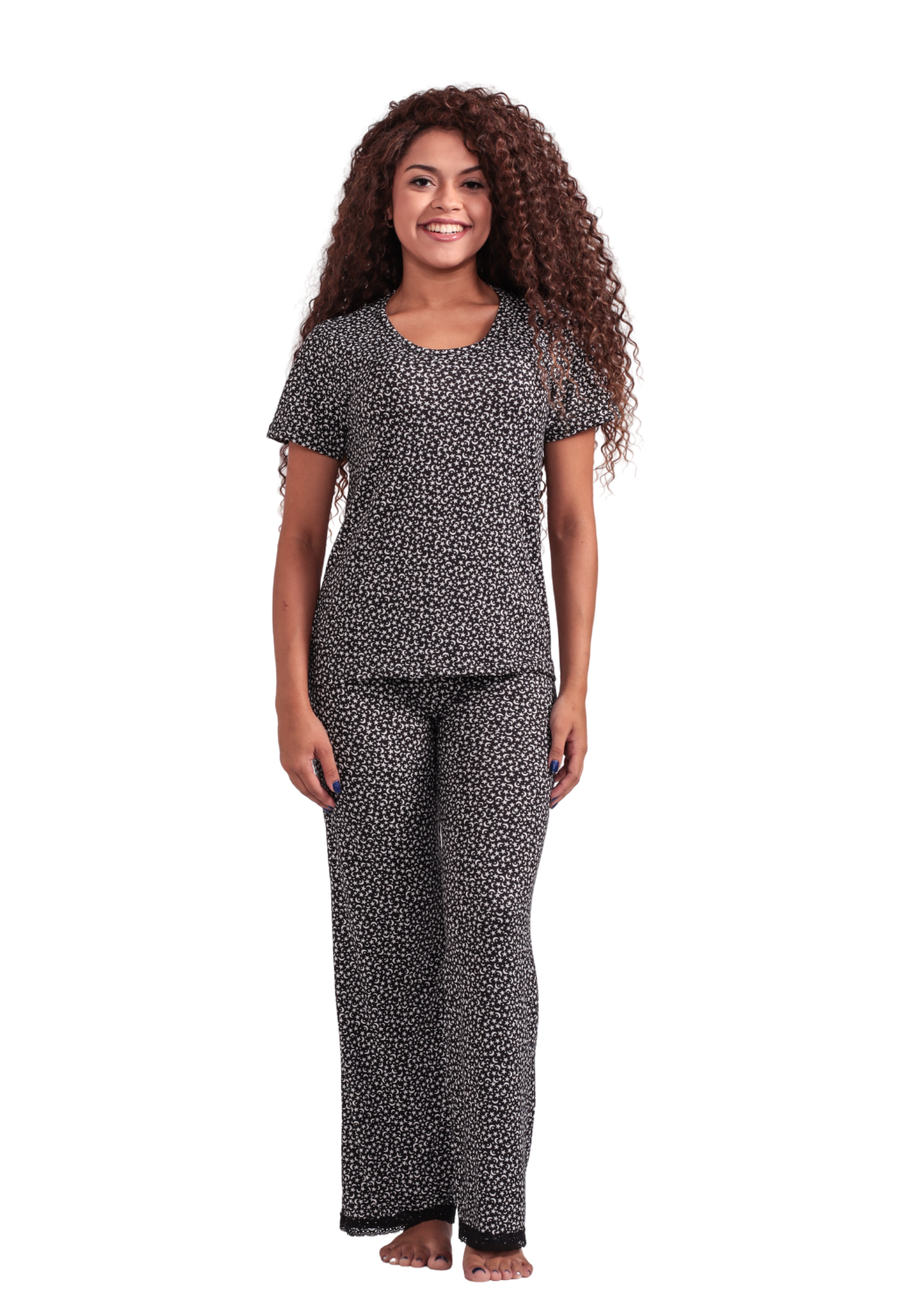 Pijama Feminino Calça E Blusa Manga Curta Verão Inverno