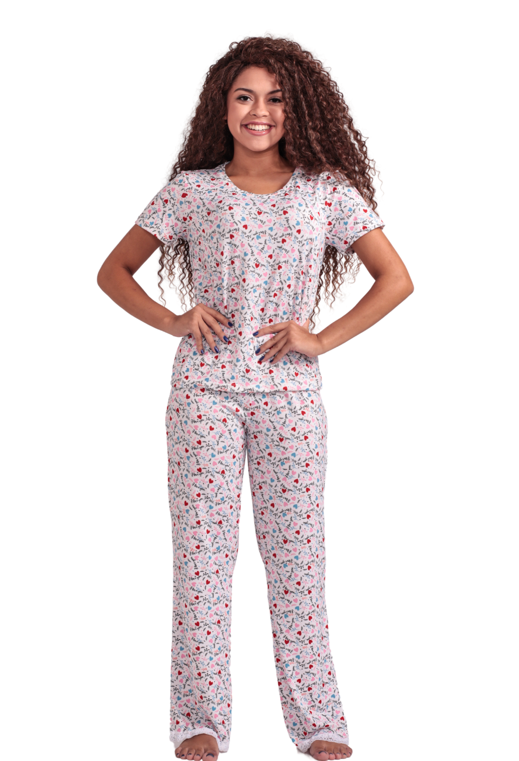 Pijama Feminino Calça E Blusa Manga Curta Verão Inverno