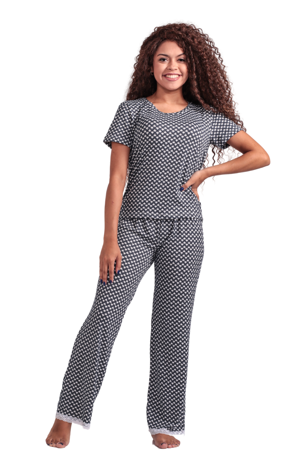 Pijama Feminino Calça E Blusa Manga Curta Verão Inverno