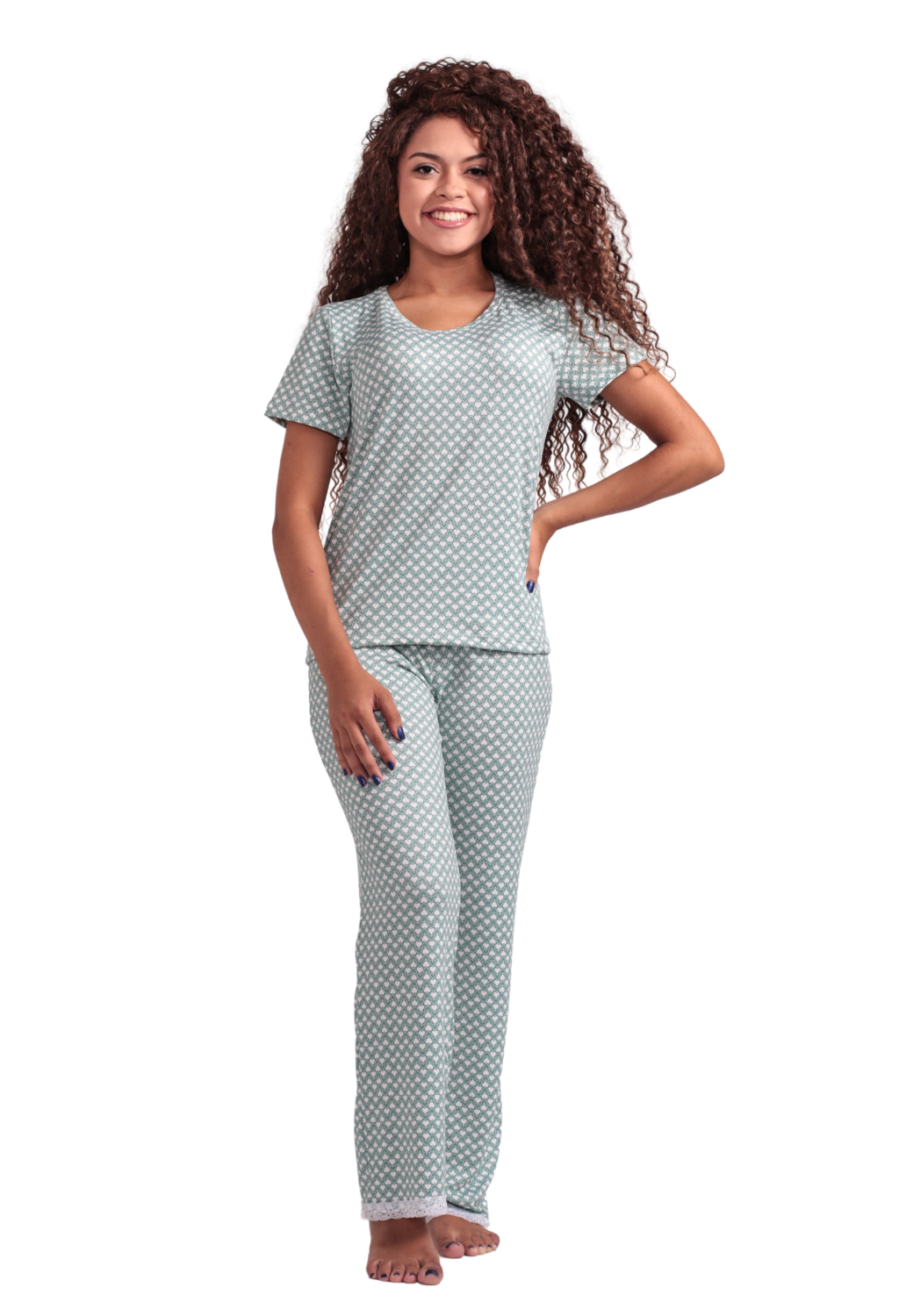 Pijama Feminino Calça E Blusa Manga Curta Verão Inverno